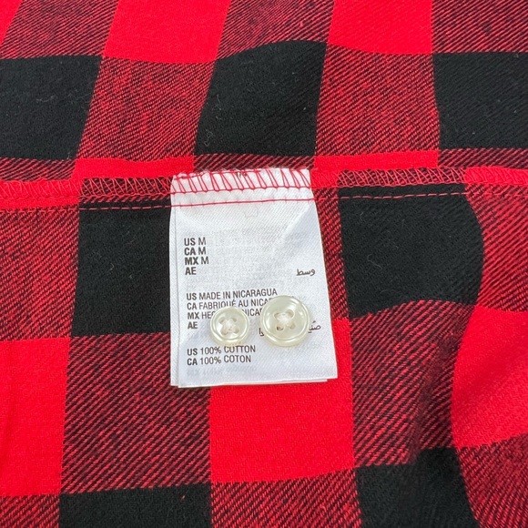 CLUB ROOM SIZE MEDIUM MENS RED & BLACK PLAID CHECKERED LONG SLEEVES SHIRT - Picture 10 of 16